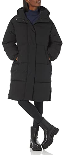 Amazon Essentials Chaqueta Acolchada Larga y de Talla Grande con Capucha (Disponible en Talla Grande) Mujer, Negro, L