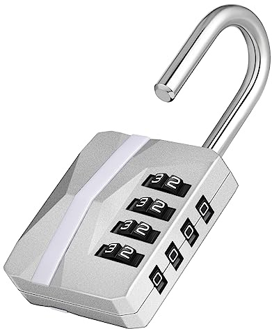 ZHEGE Locker Padlocks with Code, 4 Digit Combination Padlock (1P, Silver) | Locks for Gym Locker,School Locks, Heavy Duty Outdoor Padlock Weatherproof for Gate, Fence, Shed, Garage