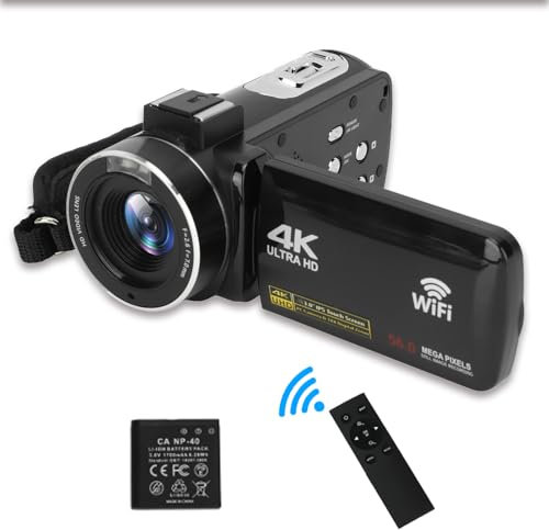 4K Video Camera, 56MP 18x Digital Zoom Camcorder, 3in IPS Screen, Support for Recording While Charging, Infrared Remote Control, Automatic Shooting