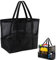 Große Netz Strandtasche Familie- Mesh Badetasche Netztasche für Sandspielzeug Faltbare Handtaschen, mit Taschen und Reißverschluss,für Strand, Urlaub, Reise,Fitnessstudio (Schwarz)