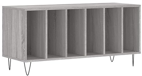 vidaXL Armoire à Disques, Support de Tourne-Disque, Armoire Latérale avec Rangement, Buffet de Salon, Moderne, Sonoma Gris Bois d'Ingénierie