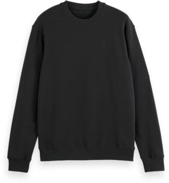 Scotch & Soda Herren Essential Badge Logo Crewneck Sweatshirt, Black, S