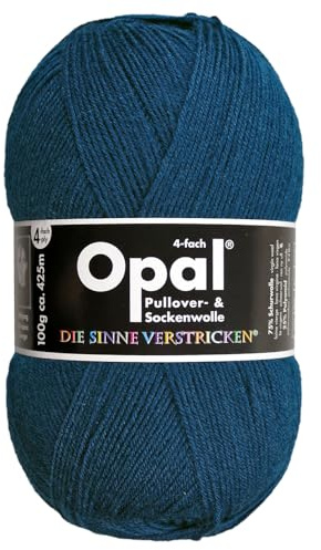 Frida's Wollhaus Opal 100 g Uni 4-fach ovillo de lana para calcetines, sin feltrar, 35 colores (5187 | Petróleo)