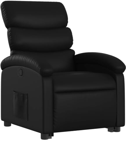 vidaXL Relaxsessel mit Aufstehhilfe, Sessel Aufstehsessel mit Liegefunktion, Fernsehsessel Verstellbare Rückenlehne Fußteil, Liegesessel Ruhesessel Polstersessel, Schwarz Kunstleder