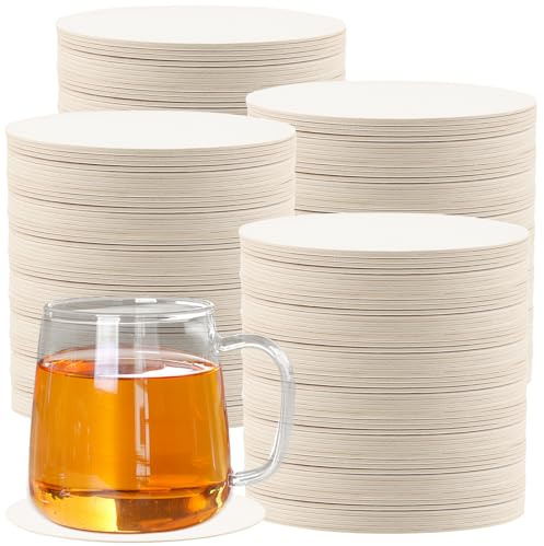 TAICHEUT 500 Pieces Cardboard Coasters, White 4 Inch Round Paper Coasters Bulk, Blank Coasters Cardboard Coasters for Wedding, Bar, Crafts