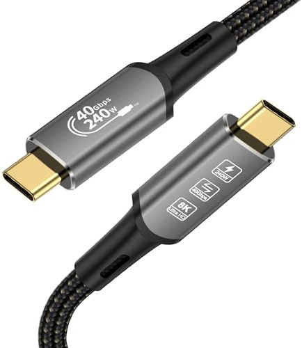 YIWENTEC USB4 8K hane Thunderbolt 4-kabel kompatibel USB 4-typ-c Ultra HD 8K@60Hz 240 W laddning 40 Gbps data kompatibel med extern eGPU SSD (1M)