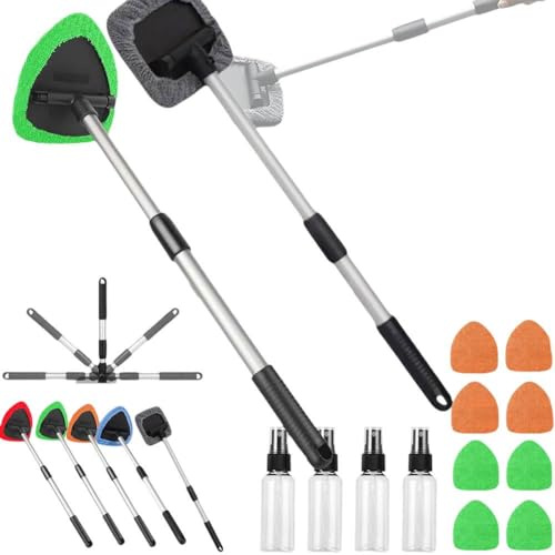 Pulitore magnetico per parabrezza dell'auto, con manico lungo, strumento magnetico per la pulizia del parabrezza, strumento per la pulizia dei vetri su entrambi i lati, espandibile