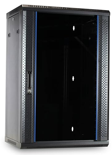 DSIT 22U väggskåp med glasdörr 600x600x1100mm (BxDxH) - Svart