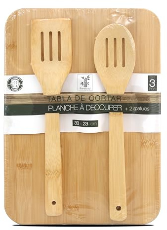 FORNOR 17326 TABLA DE CORTAR BAMBU +2 ESPATULAS 33 x23 x 0.8 cm
