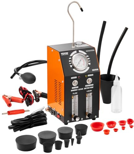 VEVOR Macchina rilevatore del Fumo per Auto, Rilevatore di perdite del Fumo 8 L/min, Macchina del Fumo per Auto modalità Aria modalità Fumo, Rilevatore di perdite con manometro Pompe dell'Aria