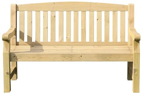 WALTONS | Carlton Wooden 4ft Garden Bench | 2 Seater | Outdoor Seating | Pressure Treated Timber | 15 Year Anti Rot Guarantee | (5ft Bench)