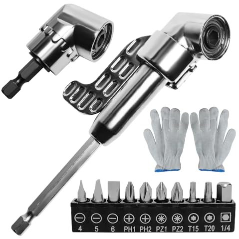 IXYHKB 105 Degree Right Angle Drill Bit Adapter, Right Angle Drill Attachment, Right Angle Drill Adapter, 1/4 Right Angle Drill with Hex Shank, Right Angle Screwdriver Attachment