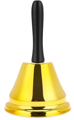 VABNEER Campana de Mano de Metal - Campanilla de Mesa para Hogar, Aula, Escuela y Eventos - Timbre de Recepción para Navidad, Oficina y Uso Comercial