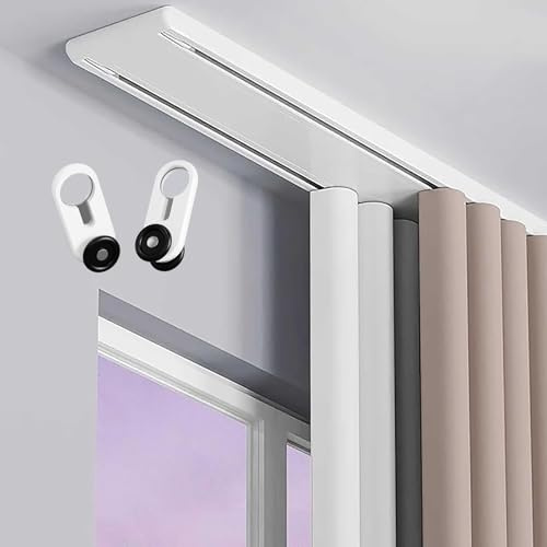 Riel De Cortina Doble Riels De Cortina De Techo 1-5m Riel para Cortinas Corredera con Rodillos Silenciosos para Separación De Habitaciones Cortinas Dormitorio Balcón(White,1.40m)