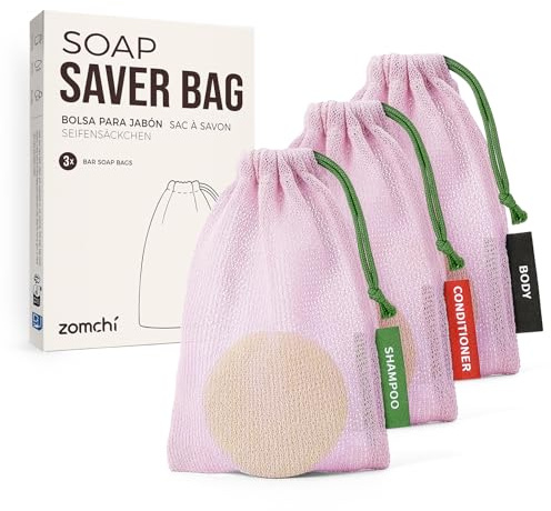 ZOMCHI Bolsa de Malla para Jabón, Rosa, Set de 3