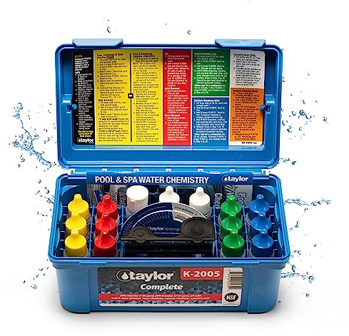 Taylor K2005 High Range Swimming Pool Total and Free Chlorine Bromine Alkalinity Calcium Hardness Base and Acid Demand pH DP Test Kit