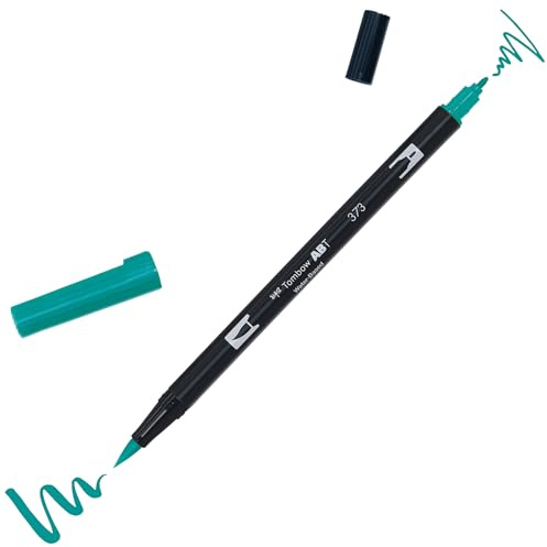 Tombow ABT-373 fiberpenna dubbel borste penna med två spetsar havsblå
