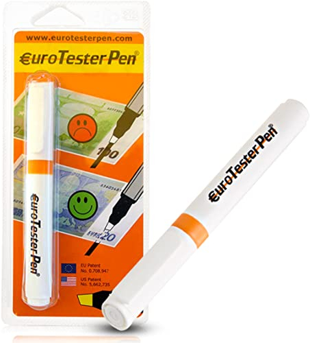EURO TESTER PEN XL – Professioneller Geldscheinprüfer Fake Geld, Geldprüfstift für Euro, Dollar, britische Pfund und die wichtigsten internationalen Währungen, Original Made in Italy