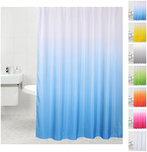 Sanilo Duschvorhang, viele einfarbige Duschvorhänge zur Auswahl, hochwertige Qualität, inkl. 12 Ringe, wasserdicht, Anti-Schimmel-Effekt (180 x 200 cm, Blau)