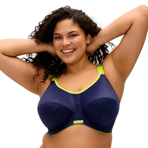 Elomi 8041 Energise U/W Bonnet Profond Support Multiway J Crochet Soutien-gorge sport, femme, Soutien-gorge de sport, EL8041, Marina Militare, 95N
