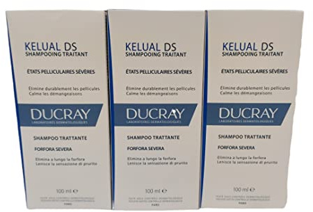 Ducray - Champú anticaspa Kelual DS para casos graves, 100 ml, 3 unidades