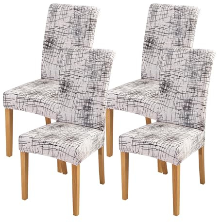 FORCHEER Chair Covers for Dining Chairs Set of 4,Beige Stretch Dining Room Chair Cover Kitchen Parsons Chair Slipcovers (Pack of 4, Beige)