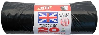 Techno Packaging Ltd Pack of 200 Black Extra Heavy Duty Refuse Bags Rubbish Bag Garbage Bags for Home, Kitchen, Hotel, ect. Industrial 130G Size 18 x 29 x 39