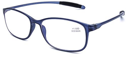 DOOViC Occhiali da Lettura Luce Blu +2.0 Blu Rettangolari Occhiali da vista Flessibili Lente d'ingrandimento per Uomo /Donna/Computer