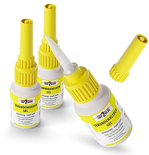 Top2Glue Sekundenkleber GEL 20 g extra starker & flexibler Superkleber, günstiges stoß- & wasserresistenter Keramik Kleber - wasserfest, hitzebeständig, schnell trocknend (3)