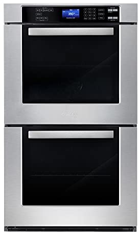 COSMO COS-30EDWC 30 in. Haven Collection Double Electric Wall Oven, True Convection, Blue Porcelain, Self Cleaning in Stainless Steel
