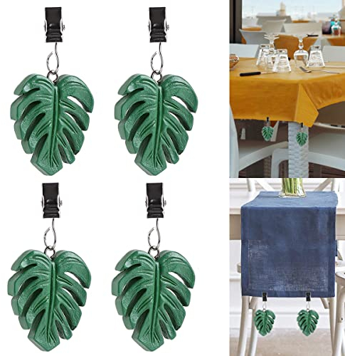 Tuxuzal 4er Set Tischdeckenbeschwerer für draußen Tischtuchklammern Tischtuchbeschwerer mit Klemmkraft Tischdeckenbeschwerer Vorhang Beschwerer Tischdecken Gewichte Blätter