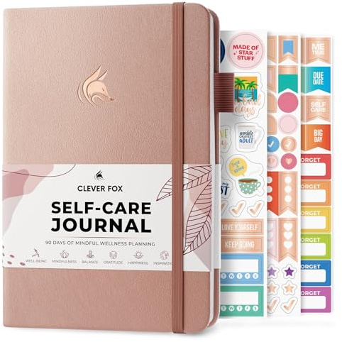 Clever Fox Self-Care Journal for Women, Daily Planner A5 Rose Gold | 3-month mental health journal, habit tracker, wellness journaling supplies for women & teen girls, gratitude & mood log