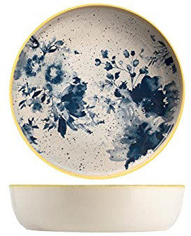 H&H Piatto Fondo Indigo In Stoneware Beige E Blu Cm20