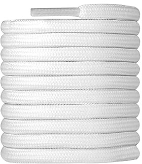 CCSOFTIME Round White Boot Laces,200cm Extra Long Heavy Duty Boot ShoeLaces for Work Shoes Hiking Walking Boots and Trainers,4mm Replacement Thick Shoelaces for Womens Mens Kids(1Pair-White-200cm)