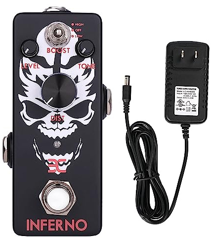 EX-Inferno Metal Distortion Pedal + 9V 2A Guitar Pedal Power Supply Adapter