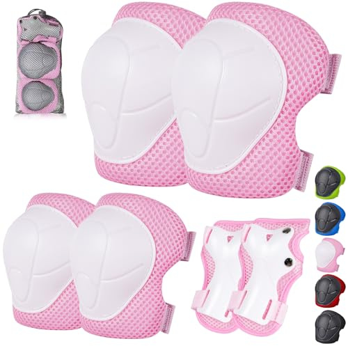 Banzk Kids/Youth Knee Pad Elbow Pads Guards Protective Gear Set for Children 3-14 Years Skateboard Roller Skating Skiing Rollerblading Cycling BMX Biking Running Scooter