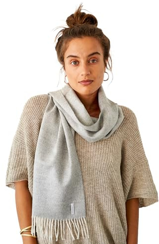 Apikuna Baby Alpaka Sciarpa con frange, per uomo e donna, autunno e inverno (180 x 30 cm), morbida, calda e traspirante, 100% lana di alpaca, grigio chiaro, 180x30 cm