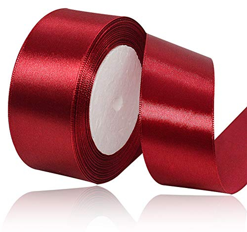 Burgunder Satinband 40mm Breit, 22 Meters Weinrot Schleifenband, Geschenkband für Geschenkverpackungen, Basteln, Weihnachtsband, Dekoband Stoffband für Geschenk