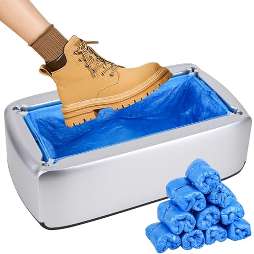 GreeSuit Mise à Niveau Automatique de Couvre-Chaussures, Distributeur de Couvre-Chaussures avec couvercles de Chaussures en Plastique jetables pour Bureau, Usine, Maison (argenté200 pièces)
