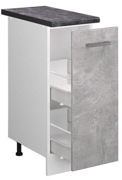 Vicco Apothekerschrank R-Line, Medizinschrank für die Küche, Beton/Weiß, 30 cm, AP Anthrazit