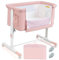 COSTWAY 3 in 1 Beistellbett & Babywiege & Reisebett, 5-stufig Höhenverstellbares Babybett, neigbar, Kinderbett inkl. Matratze, Tragetasche, Stubenwagen für Babys bis 9kg belastbar (Rosa)