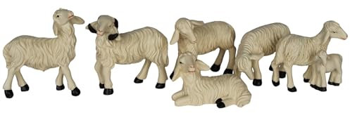 ZICOM Krippenzubehör Tiere Schafset ca. 5cm 6-TLG. Polyresin