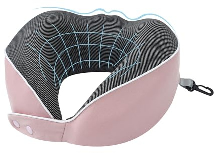 Chumix Cuscino da Viaggio, Cuscino Collo Memory Foam, Cuscino Cervicale Viaggio Portatile, Cuscino Aereo Viaggio con Mascherina per Dormire 3D e Contenitore in EVA, per Aereo Auto e Treno (Rosa)