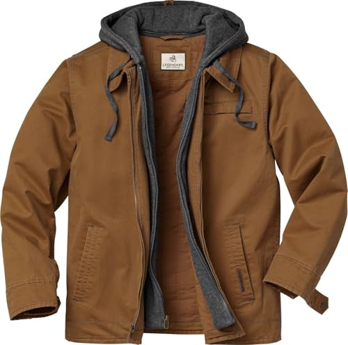 Legendary Whitetails Men's Dakota Jacket Full Zip Up Waxed Cotton Hooded Rugged Winter Coat Jacket (pack of 1)