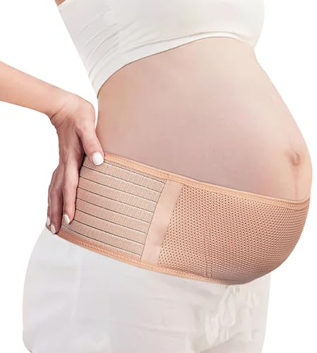 Arvoni Ceinture de Grossesse, Respirante et Confortable Ceinture Femme Enceinte, Réglable pour Réduire La Pression, pour Quotidien et Sport (Nu, Taille Unique)