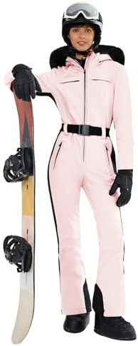Yousify Womens Ski Suit One Piece Snowsuit Onesie Waterproof Windproof Ski Jacket Snowboard Sports Slim Jumpsuits Outerwear