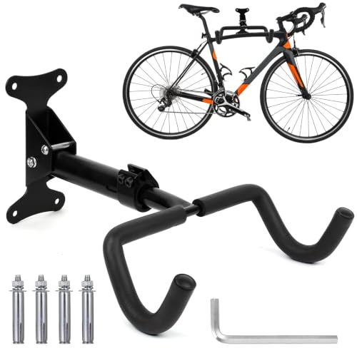 1 SetBike Wall Mounts, Foldable Bike Hooks for Wall Mounted Bike Rack Walls, Adjustable Distance & 360 Degree Rotation Bicycle Hanger Rack for MTB Road Bikes Storage, Space Saving Design