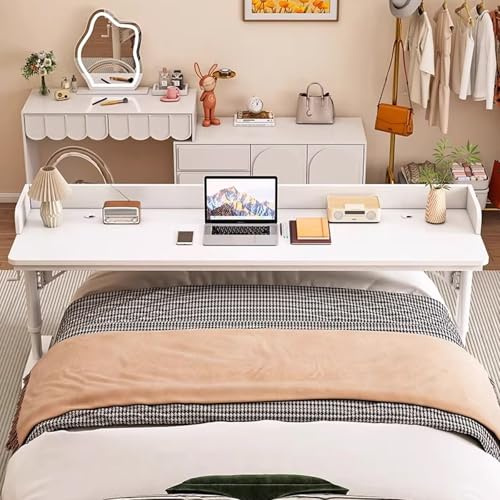 DSEWTEZXI Höhenverstellbar modern Mobile Arbeit Desk auf Rollen, laptoptisch Tisch mit Rollen, Schlafzimmer betttisch mit schallwand, pflegebett beistelltisch, für Zuhause und Krankenhaus.