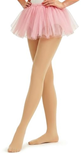 JinBei Collants Danse Classique Fille Extensible Doux Ballet, 3-12 Ans | 90D Opaques, Taille Haute, Respirants et Confortables, avec Pieds Legging, pour Ballet, Danse, Gymnastique, École, Sport