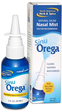 NORTH AMERICAN HERB & SPICE SinuOrega - 2 fl. oz. - All-Natural Nasal Spray - Oregano Oil & Sage to Support Healthy Sinus Response - Non-GMO, Alcohol Free, No Chemical or Synthetic Additives
